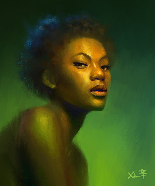 Green woman, digital